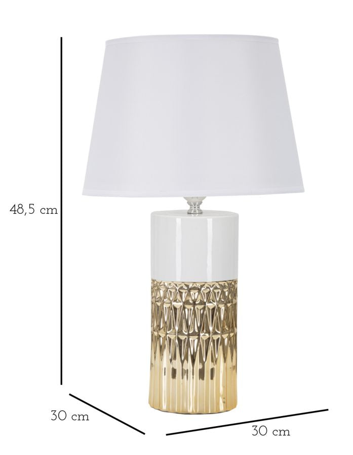 Lampada da Tavolo Glam Elegant 30x48,5x30 cm in Ceramica Bianco/Oro-6