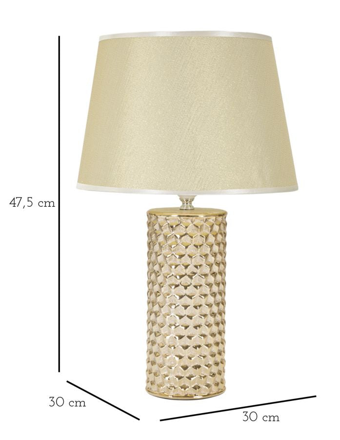 Lampada da Tavolo Glam Gold 30x47,5x30 cm in Ceramica Bianco/Oro-6