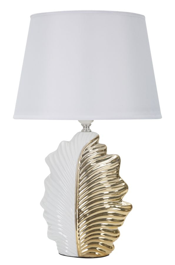 Lampada da Tavolo Glam Leaf 30x47,5x30 cm in Ceramica Bianco/Oro prezzo