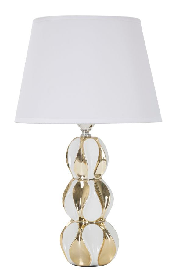 acquista Lampada da Tavolo Glam Balls 28x46x28 cm in Ceramica Bianco/Oro