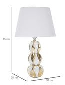 Lampada da Tavolo Glam Balls 28x46x28 cm in Ceramica Bianco/Oro-6