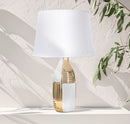 Lampada da Tavolo Glam Line 33x54x33 cm in Ceramica Bianco/Oro-5