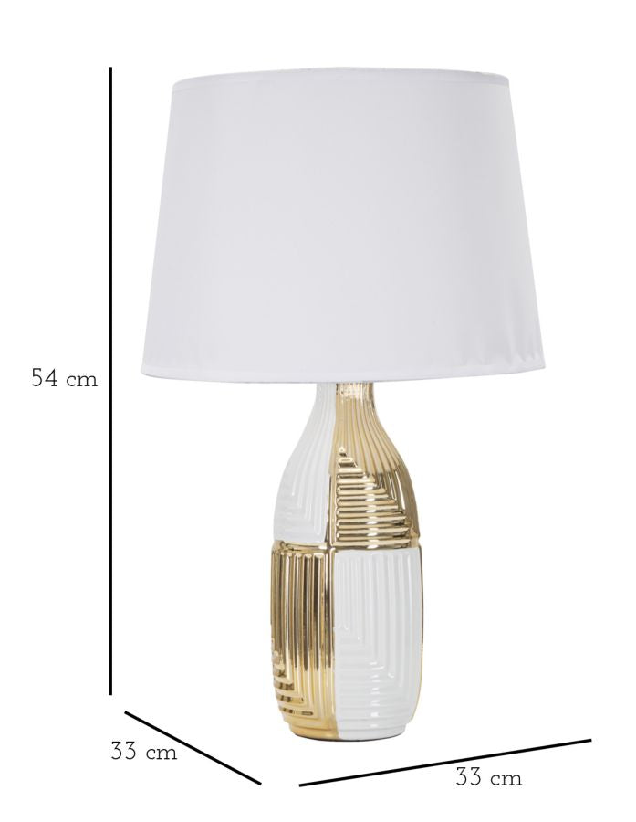 Lampada da Tavolo Glam Line 33x54x33 cm in Ceramica Bianco/Oro-6