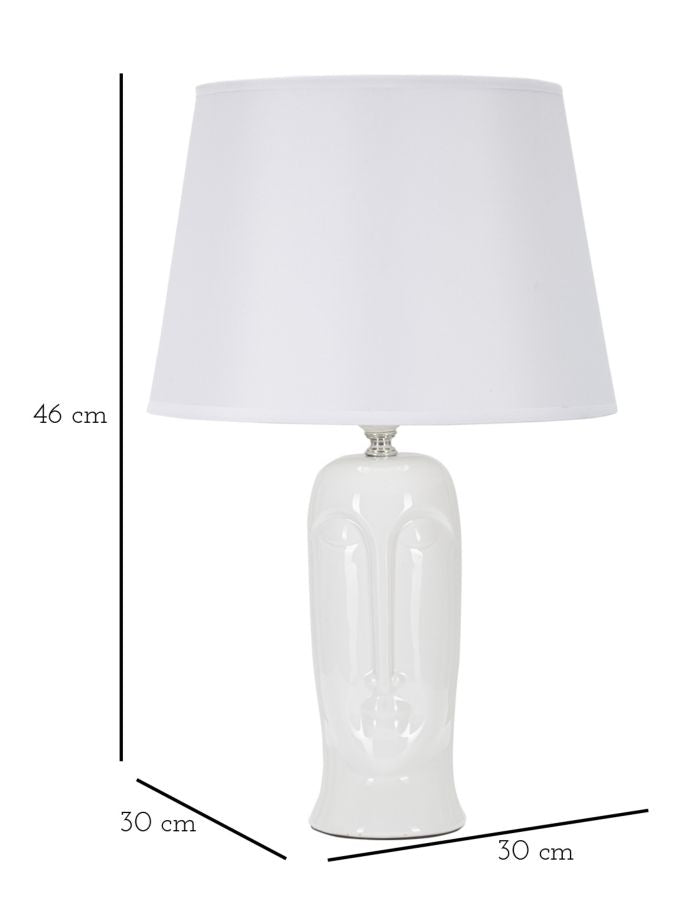 Lampada da Tavolo Statua 30x46x30 cm in Ceramica Bianco-5