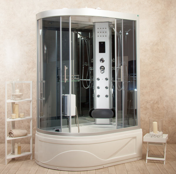 sconto Duschkabine Hydromassage-Badewanne Sauna und Dampfbad Eingang rechts 115x90cm Vorich Florence2