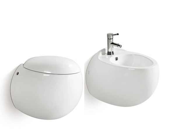 acquista Paar hängende Sanitärkeramik WC und Bidet aus Keramik 39x58x36 cm Vorich Wind White