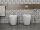 Coppia di Sanitari Wc e Bidet Filo a Muro in Ceramica 38x61x41 Cm Vorich Round Bianco-5