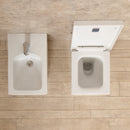 Coppia di Sanitari WC e Bidet  a Terra Filo Muro in Ceramica Bianchi-3