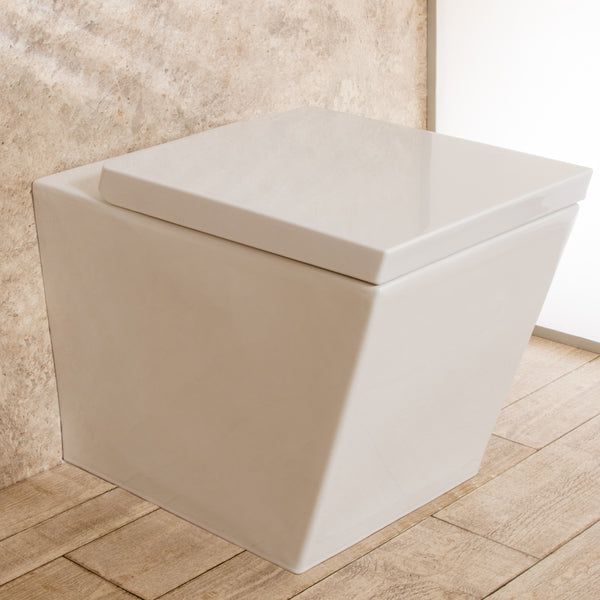 Wandbündige Toilette aus Keramik 35,50 x 55,50 x 39,5 cm quadratisch weiß prezzo