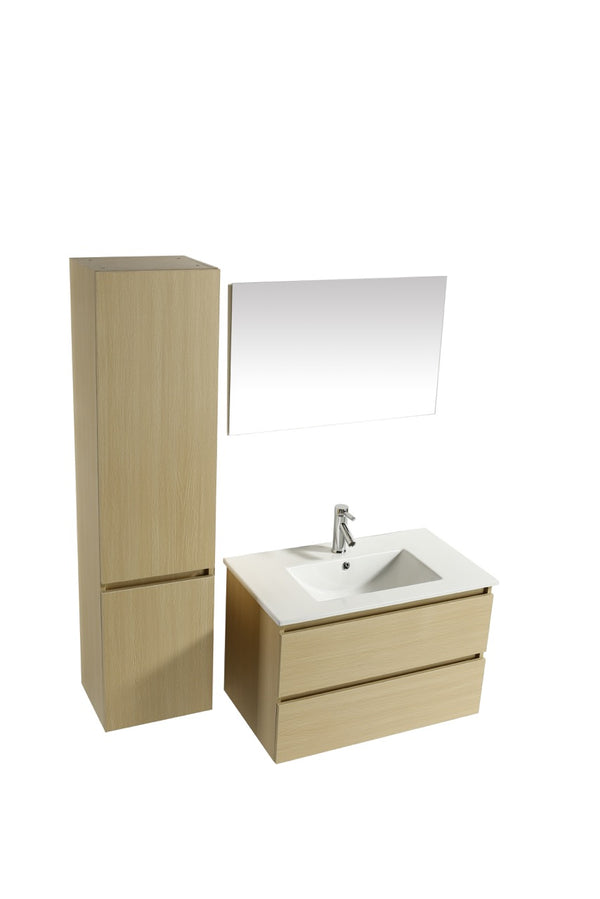 Badezimmer-Hängeschrank 81 cm aus MDF mit Vorich Miami Sabbia Säule und Spiegel acquista
