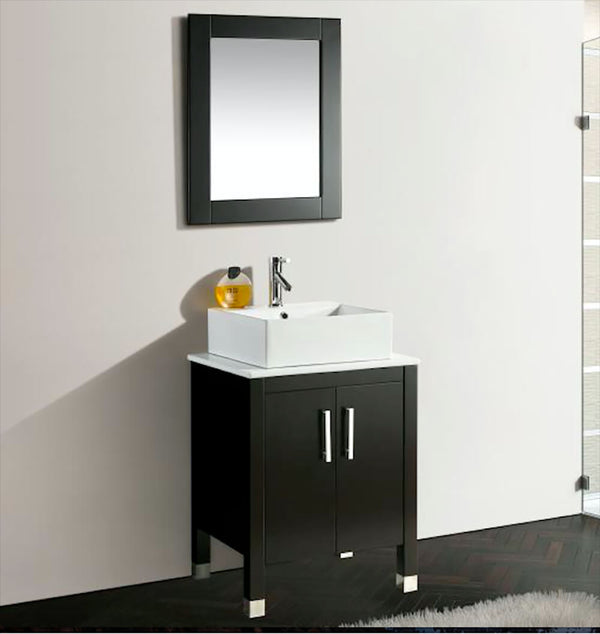 Badezimmerschrank 61 cm in Massivholz mit Vorich Old England Schwarzer Spiegel online