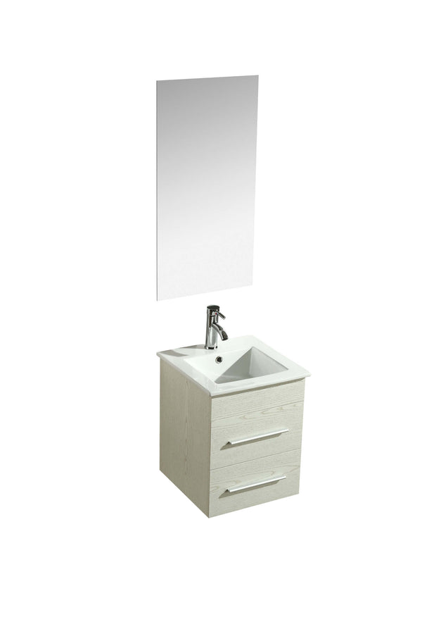 Badezimmer-Hängeschrank 41 cm Vorich Rayan White Waschbecken und Spiegel sconto