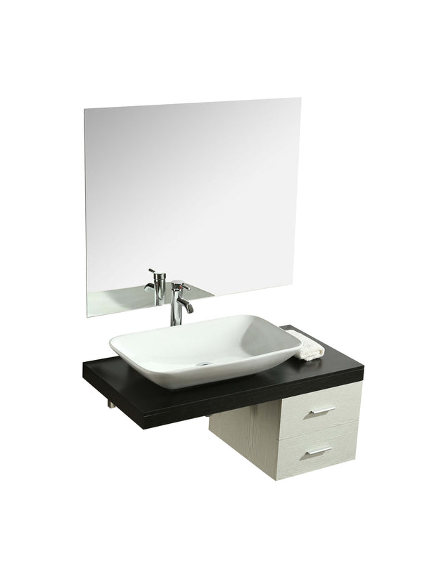online Badezimmer-Hängeschrank 100 cm Vorich Picasso Schwarz-Weiß-Waschbecken und Spiegel