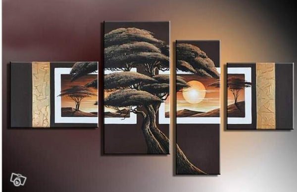 online Handgemaltes Rahmenöl auf Landschaftsleinwand 4 Tafeln Zaghi N 29