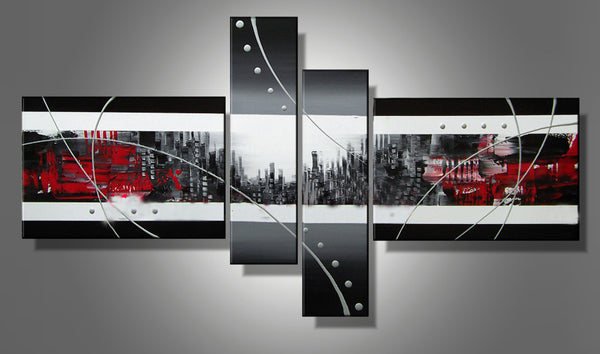 sconto Handgemalter moderner Rahmen auf abstrakter Leinwand 4 Paneele Zaghi N39