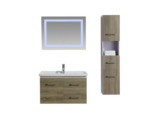 Badezimmer-Hängeschrank 80 cm Spiegelwaschbecken und 1 Wandelement Vorich Istanbul Grey sconto