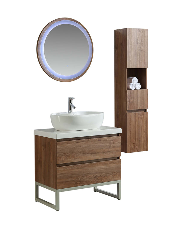 Waschtischunterschrank Waschbecken Spiegel und 1 Hängeschrank Vorich Paris Eiche Verschiedene Größen online