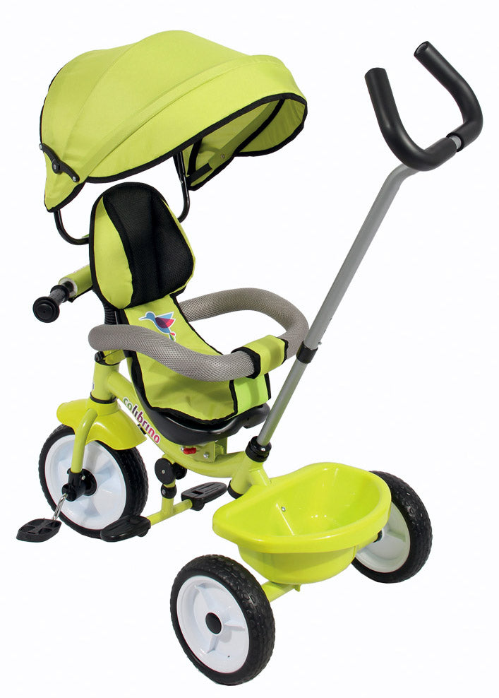 Triciclo a Spinta Seggiolino Reversibile per Bambini Miller Colibrino Verde-2