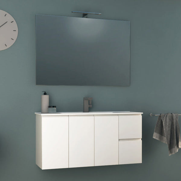 prezzo Badezimmer-Hängeschrank 100 cm weiß glänzend Tavassi Urano Waschbecken und Spiegel