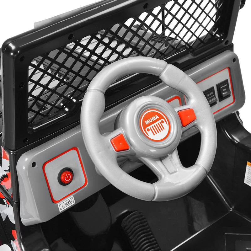 Macchina Elettrica per Bambini 12V 2 Posti Happy Kids Fuoristrada Nera-7