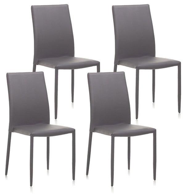 Set mit 4 Stühlen 43,5 x 46,5 x 90,5 cm in grauem Kunstleder prezzo