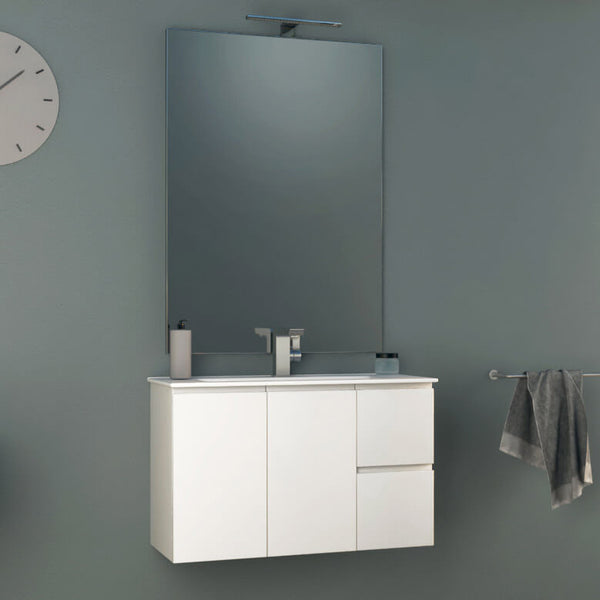 Badezimmer-Hängeschrank 80 cm weiß glänzend Tavassi Urano Waschbecken und Spiegel online