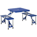 Set Campeggio Tavolino Pieghevole 4 Sedie in Alluminio e Plastica Azzurro -1