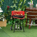 Barbecue a Carbone Carbonella con Ruote Nero e Rosso 67x51x82 cm -2