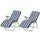 Set mit 2 verstellbaren Garten-Liegestühlen mit gestreifter Polsterung und weißen und blauen Armlehnen