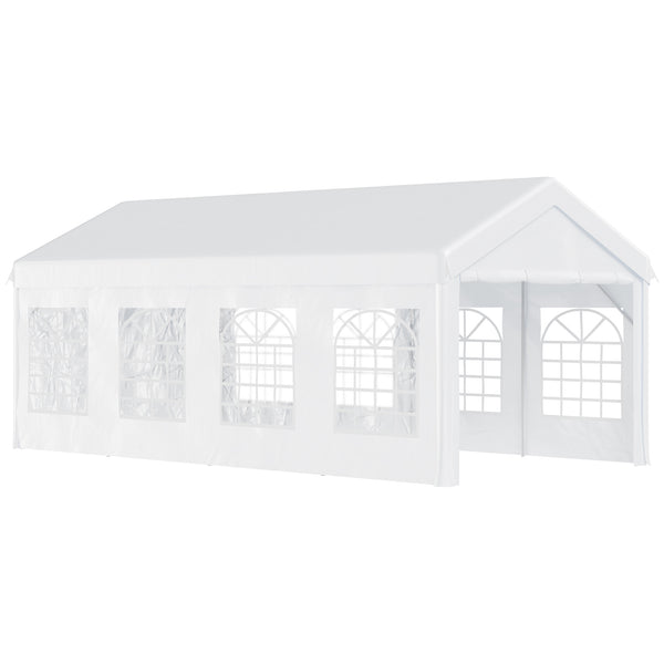 online Zeltstruktur 8 x 4 x 2,8 m aus Stahl mit 8 weißen Fenstern