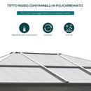 Gazebo da Giardino 3x3.6x2.65m in Alluminio e Policarbonato Tendone Lusso -5