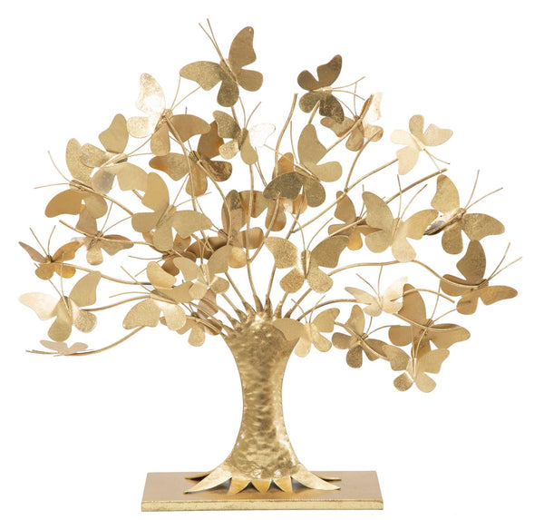 sconto Lebensbaum mit glamourösen Schmetterlingen 63x13,5x60 cm in Iron Gold