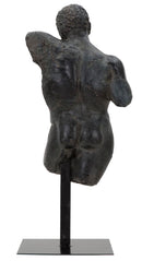Scultura Museum Man 26x22x57,5 cm in Poliresina e Ferro Nero-5