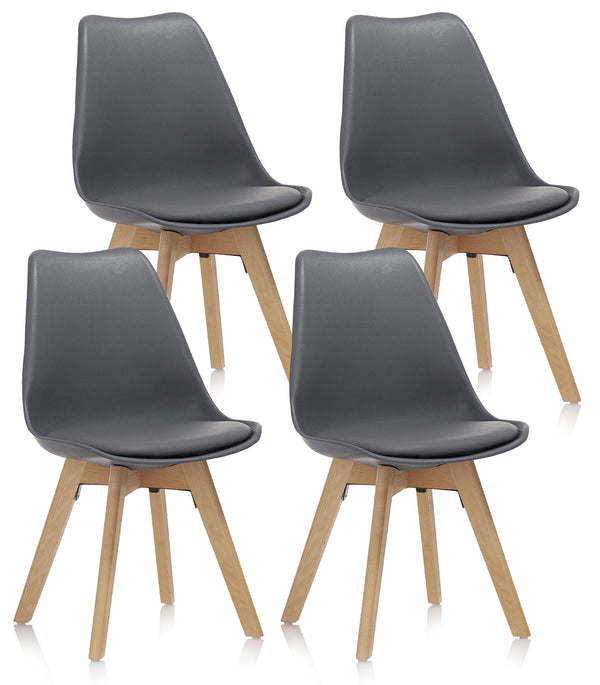 Set mit 4 Stühlen 48,5 x 47 x 81,5 cm in grauem Kunstleder sconto