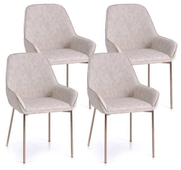 Set mit 4 Stühlen 54 x 53 x 89 cm aus beigem Kunstleder sconto