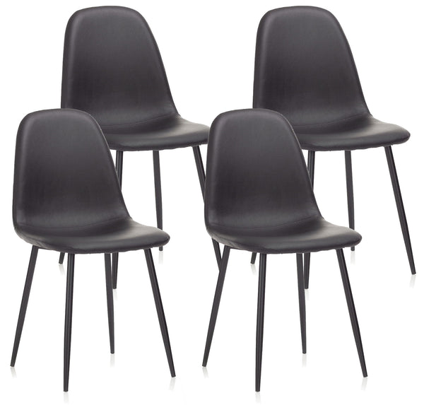 online Satz von 4 Stühlen 44x50x85 cm in schwarzem Kunstleder