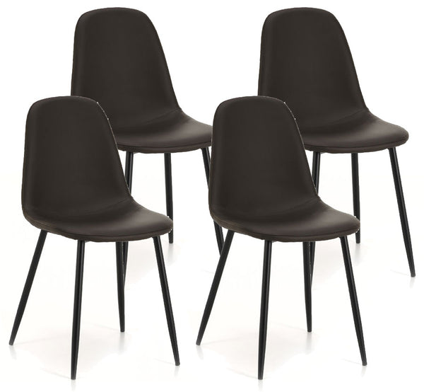 Set mit 4 Stühlen 44 x 50 x 85 cm in braunem Kunstleder online