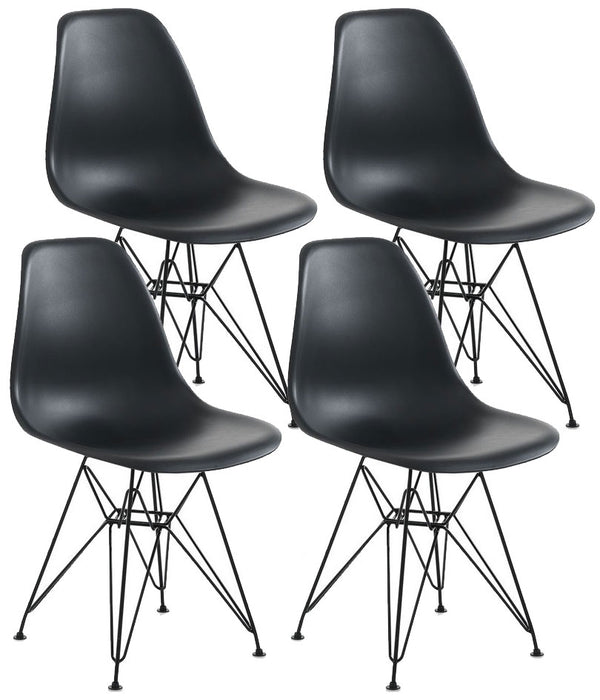 sconto Set mit 4 Stühlen 46,5 x 48 x 80,5 cm aus schwarzem Polypropylen