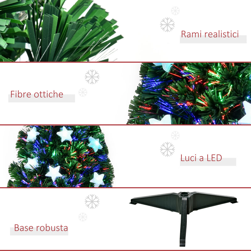 Albero di Natale Artificiale 90 cm 90 Rami in PVC e Fibra Ottica con 12 LED -6