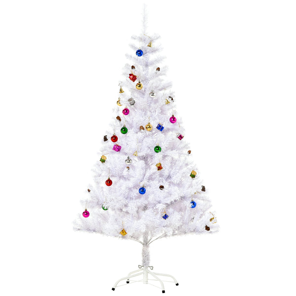 Künstlicher Weihnachtsbaum 150 cm 680 Geschmückte Zweige Weiß prezzo