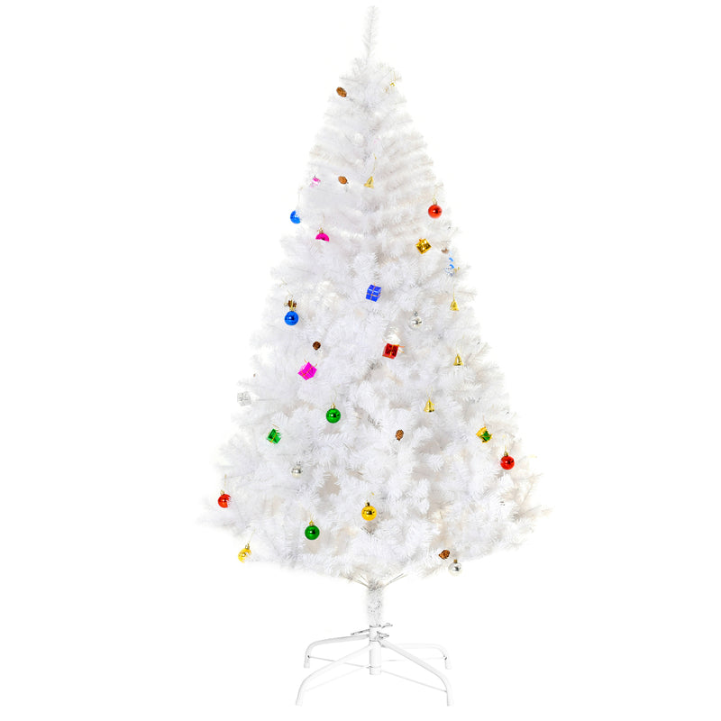 Albero di Natale Artificiale 180 cm 930 Rami Addobbato Bianco -1