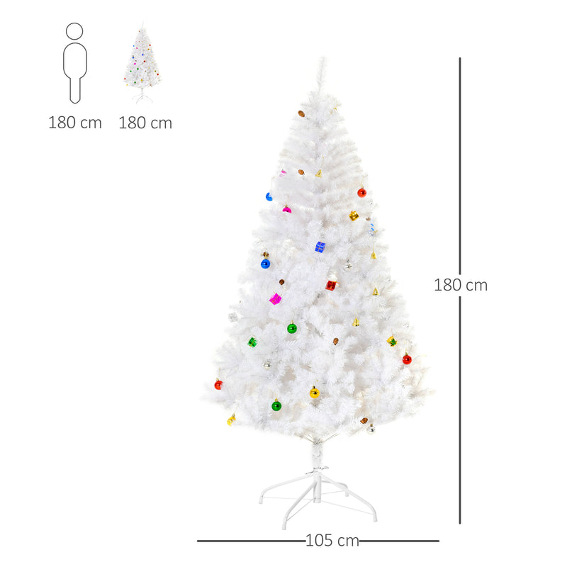 Albero di Natale Artificiale 180 cm 930 Rami Addobbato Bianco -3