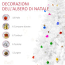 Albero di Natale Artificiale 180 cm 930 Rami Addobbato Bianco -4
