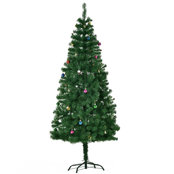 Künstlicher Weihnachtsbaum 180 cm PVC Eisenkugeln und Dekorationen online