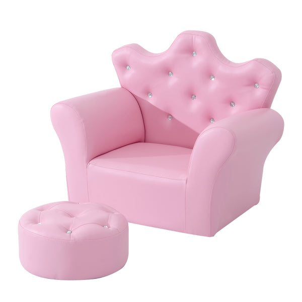 Gepolsterter Sessel für Kinder 58x40,5x49 cm mit rosa Fußstütze sconto