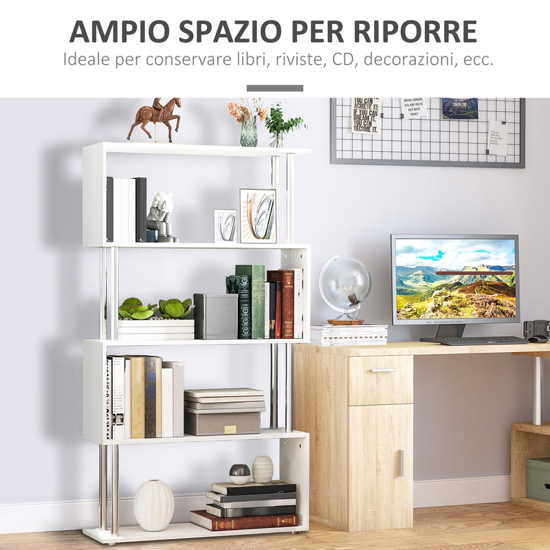 Libreria di Design Moderna 4 Ripiani Bianco 80x30x145 cm -4