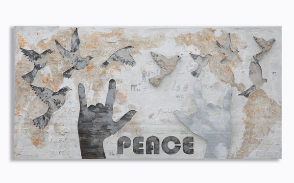 online Gemalt auf Leinwand Peace 120x3x60 cm in Holz und Leinwand