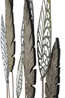 Pannello e Legno Foglie 75x2,5x87 cm in Ferro e MDF Oro e Argento-4