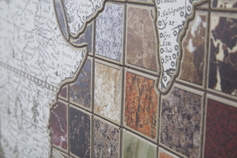 Pannello Bizantino Map Ø125x3,5 cm in Ferro Multicolor-6