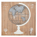 Pannello Mondo Ferro/Legno 50,7x6,5x50,7 cm in Legno e Ferro Marrone-1